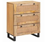 Yisssmeng Buffet marron - 60 x 33 x 75 cm - En bois massif de manguier - Commode avec 3 tiroirs - Moderne - Pour salle à manger, salon, couloir, buffet en bois stable