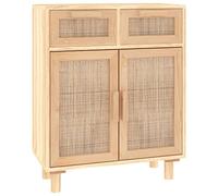 Yisssmeng Buffet Marron 60x30x75 cm en Bois d'Ingénierie et Rotin | Meuble bas polyvalent pour salon et entrée, doté de 2 tiroirs et porte en rotin tressé au style naturel.