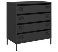 Yisssmeng Buffet Noir 4 Tiroirs Meuble Rangement 68x39x73,5 cm