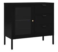 Yisssmeng Buffet Noir 75x35x70 cm en Acier et Verre Trempé