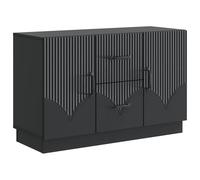 Yisssmeng Buffet Noir 89x34,5x57 cm Meuble de Rangement Bois d'Ingénierie | Aménagez votre salon avec ce meuble bas doté de 2 portes et 2 tiroirs pour organiser facilement vaisselle et objets variés.
