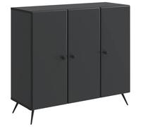 Yisssmeng Buffet Noir 89x34,5x80 cm Bahut Rangement Bois d'Ingénierie | Optimisez votre salle à manger avec ce bahut noir à 3 portes pivotantes, idéal pour organiser vaisselle et objets déco.