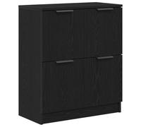 Yisssmeng Buffet noir aspect chêne 60 x 30 x 70 cm en matériau à 4 portes, design moderne, robuste et durable, pour couloir, salon, chambre à coucher, couloir
