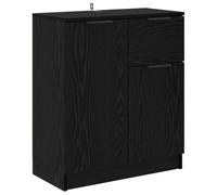 Yisssmeng Buffet noir aspect chêne 60 x 30 x 70 cm en matériau dérivé du bois avec tiroir et 2 portes - Armoire moderne pour couloir, salon, chambre à coucher