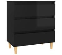 Yisssmeng Buffet noir brillant - 60 x 35 x 69 cm - En bois avec 3 tiroirs - Design scandinave moderne - Robuste et durable - Pour salon, chambre à coucher, couloir