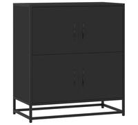 Yisssmeng Buffet noir, commode en bois avec structure en métal robuste, armoire de rangement avec espace de rangement pour salon, couloir ou bureau, 68 x 35 x 76 cm