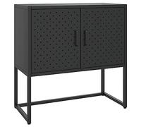 Yisssmeng Buffet Noir en Acier 2 Portes Meuble de Rangement 75x35x75 cm