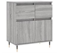 Yisssmeng Buffet Sonoma Gris 60x35x70 cm Meuble de Rangement Bois | Armoire basse compacte avec pieds en fer stables, idéale pour structurer le rangement dans votre salon ou couloir.