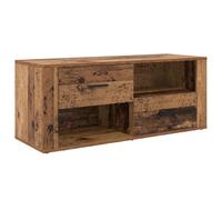 Yisssmeng Buffet TV en bois recyclé - 100 x 35 x 40 cm - Matériau du bois - Tiroir à roulement à billes - Poignées noires mates - Meuble bas moderne pour salon, chambre à coucher, couloir