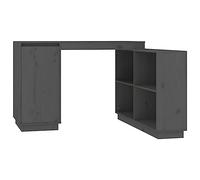 Yisssmeng Bureau 110 x 50 x 75 cm gris en pin massif avec étagère polyvalente, design moderne, table de bureau robuste pour maison, salon, chambre d'adolescent