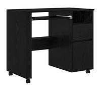 Yisssmeng Bureau à roulettes noir chêne 91 × 50 × 77 cm en bois massif 4 roues verrouillables Bureau d'ordinateur étagère tiroir Home Office Gaming