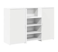 Yisssmeng Bureau de Réception Blanc 155x50x103,5 cm Comptoir Caisse | Comptoir d'accueil modulable avec 2 armoires de rangement intégrées pour hall d'hôtel, clinique et cabinet professionnel.
