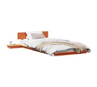 Yisssmeng Cadre de lit 100 x 200 cm en bois, cadre de lit profond avec table de chevet intégrée, lit simple moderne en bois pour chambre à coucher et chambre d'amis, marron