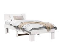 Yisssmeng Cadre de lit 75 x 190 cm avec tête de lit blanc, cadre de lit en pin massif pour matelas de 70 x 190 cm, lit simple moderne en bois massif pour chambre à coucher et chambre d'amis