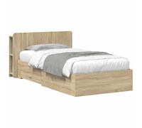 Yisssmeng Cadre de lit avec espace de rangement, chêne Sonoma, 75 x 190 cm, matériau bois, lit simple moderne avec tête de lit et tiroirs, lit fonctionnel pour chambre à coucher et chambre d'amis