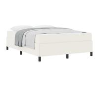Yisssmeng Cadre de lit avec matelas 140 x 190 cm, lit capitonné moderne crème avec sommier à lattes et matelas à ressorts ensachés, cadre de lit en bois pour chambre à coucher
