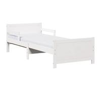 Yisssmeng Cadre de lit avec matelas extensible 80 x 200 cm, cadre de lit en bois de pin massif, lit simple extensible et lit d'appoint pour chambre moderne, blanc