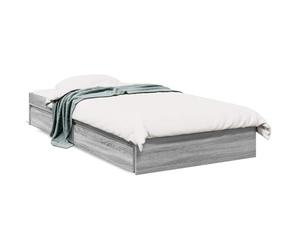 Yisssmeng Cadre de lit avec tiroirs, gris, sonoma, 90 x 190 cm, en bois dérivé du bois, espace de rangement pratique, design moderne, robuste et durable, pour chambre d'adolescent, chambre d'amis