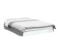 Yisssmeng Cadre de lit moderne en bois - 135 x 190 cm - Blanc - Avec sommier à lattes - Pour chambre à coucher et chambre d'amis, lit double, futon, sans matelas