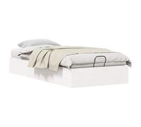 Yisssmeng Cadre de lit ottoman avec espace de rangement, blanc, 100 x 200 cm, lit de rangement moderne en pin massif, cadre de lit avec mécanisme de levage à pression à gaz, lit simple