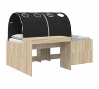 Yisssmeng Cadre de lit superposé en chêne Sonoma et noir, cadre de lit stable 193 x 133,5 cm, lit simple multifonction avec kit d'accessoires pour chambre à coucher