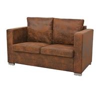 Yisssmeng Canapé 2 Places 137x73x82 cm en Daim Artificiel Marron | Petit divan compact aspect daim vintage avec coussins amovibles, idéal pour le salon, la chambre ou un coin lecture.