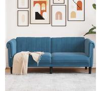 Yisssmeng Canapé 2 places, en velours, bleu, 182 x 77 cm, moderne, avec pieds en bois massif, 2 places confortable, pour salon, chambre à coucher, bureau, style canapé-lit