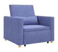 Yisssmeng Canapé convertible 3 en 1 - Bleu - 90 x 165 x 87 cm - Cadre en acier et contreplaqué - Pour salon, chambre, bureau, petit fauteuil
