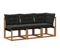 Yisssmeng Canapé de jardin modulaire en bois d'acacia, meubles de terrasse avec segment d'angle et central avec coussins, design naturel, 177 x 63 x 73 cm, pour balcon et jardin