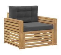 Yisssmeng Canapé d'extérieur 1 place en bois d'acacia massif avec coussin d'assise et dossier, canapé modulaire pour jardin, terrasse, balcon, blanc anthracite