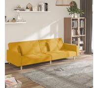 Yisssmeng Canapé-lit 2 places, jaune, 220 x 84,5 x 69 cm, extensible en lit d'invité, 220 x 100 cm, cadre en bois, housse en tissu, design moderne, pour salon, chambre d'amis, studio