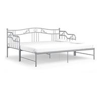 Yisssmeng Canapé-lit extensible 90 x 200 cm - Gris - En métal - Avec rampe latérale - Peu encombrant - Pour salon, chambre d'adolescent et bureau