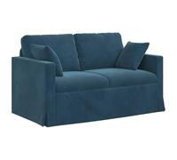 Yisssmeng Canapé moderne en velours bleu 138 x 78 x 80 cm, design ergonomique, canapé compact 2 places avec accoudoirs en bois, pour salon et chambre à coucher, cadre en métal stable