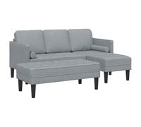 Yisssmeng Canapé Modulaire 3 Places avec Pouf Rembourré Gris Clair, 2 pcs | Ensemble d'assise modulable en tissu respirant avec structure en bois robuste pour grand salon moderne et confortable.