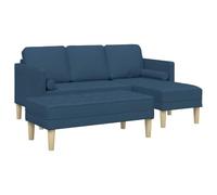 Yisssmeng Canapé Modulaire 5 Places en L avec Pouf Bleu Polyester