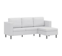 Yisssmeng Canapé Sectionnel 3 Places en L Cuir Artificiel Blanc 188x122cm | Méridienne réversible adaptable pour salon, entretien rapide au chiffon, structure robuste en pin et métal chromé