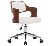 Yisssmeng Chaise de salle à manger pivotante en cuir synthétique et contreplaqué de hêtre avec vérin à gaz - Hauteur réglable - Moderne - 47,5 x 53 x 68-76 cm - Pour salon, bureau, coiffeuse - Blanc
