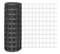 Yisssmeng Clôture euro, 25 m x 1 m, en fil d'acier revêtu de PVC gris, mailles de 100 mm, protection contre la rouille et stabilité UV, clôture de jardin flexible pour chiens, délimitation de parterre