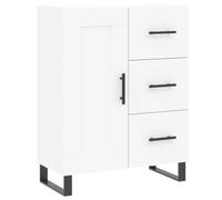 Yisssmeng Commode blanche 69,5 x 34 x 90 cm en matériau dérivé du bois avec 3 tiroirs et 2 compartiments, pieds en métal, design moderne pour salon, chambre à coucher, couloir