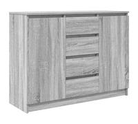 Yisssmeng Commode grise Sonoma 100,5 x 35 x 76 cm, 2 portes, 4 tiroirs, buffet de couloir en bois