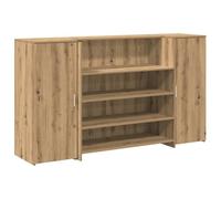 Yisssmeng Comptoir de Réception 180cm avec 2 Armoires Chêne Artisanal | Meuble d'accueil idéal pour hall d'entrée, cabinet médical ou salon de beauté, avec rangement intégré et discret.