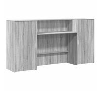 Yisssmeng Comptoir de Réception avec 2 Armoires Gris Sonoma 200x50x103,5cm | Meuble d'accueil modulable avec 2 caissons de rangement pour bureau, hall d'hôtel, cabinet médical et salon de beauté.