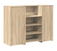 Yisssmeng Comptoir de réception en chêne Sonoma - 135 x 50 x 103,5 cm - En bois avec comptoir intégré - Design moderne - Robuste et durable - Pour bureau, hôtel, clinique, salon