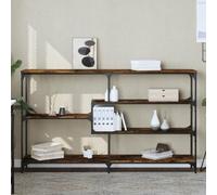 Yisssmeng Console chêne fumé 160 x 32 x 95 cm avec structure en métal, six pieds réglables, design moderne pour couloir, salon et chambre à coucher