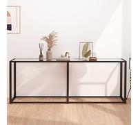Yisssmeng Console transparente 200 x 35 x 75,5 cm en verre trempé avec structure en acier design moderne pour couloir, canapé et chambre à coucher