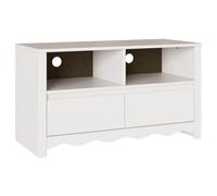 Yisssmeng Drammen Meuble TV bas, blanc, 99 x 43 x 55 cm, en pin massif, moderne, avec espace de rangement, peu encombrant, pour salon et chambre à coucher