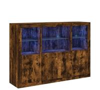 Yisssmeng Ensemble buffet avec éclairage LED RVB en chêne fumé 142,5 x 37 x 100 cm - Buffet haut moderne en 3 parties pour salon, chambre à coucher et couloir - Avec espace de rangement et façade en