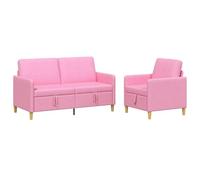 Yisssmeng Ensemble Canapé 2 et 1 Place Rose avec Coffre de Rangement | Coffre intégré sous assise pour optimiser l'espace du salon, cadre métallique solide et housse amovible en polyester.