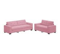 Yisssmeng Ensemble Canapé 2 et 3 Places Rose Velours Rembourré | Set de 2 canapés modernes en velours rose pour salon, structure solide en métal et assise grand confort pour 5 personnes.