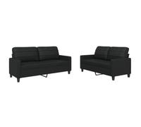 Yisssmeng Ensemble Canapé 2 Places 2 Pcs Similicuir Noir Coussins | Mobilier moderne pour salon et séjour incluant 2 canapés compacts et 4 coussins avec structure métal et contreplaqué